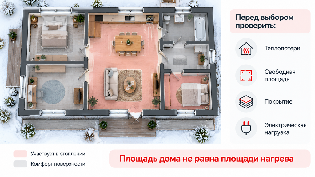 Схема выбора теплого пола для комфортного или основного отопления частного дома